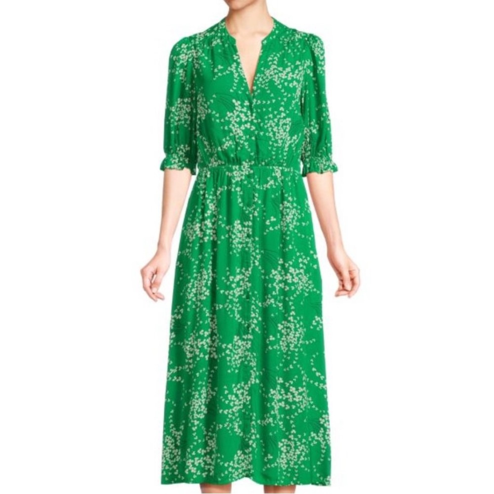 BA&SH Orba Midi Dress in Green Floral